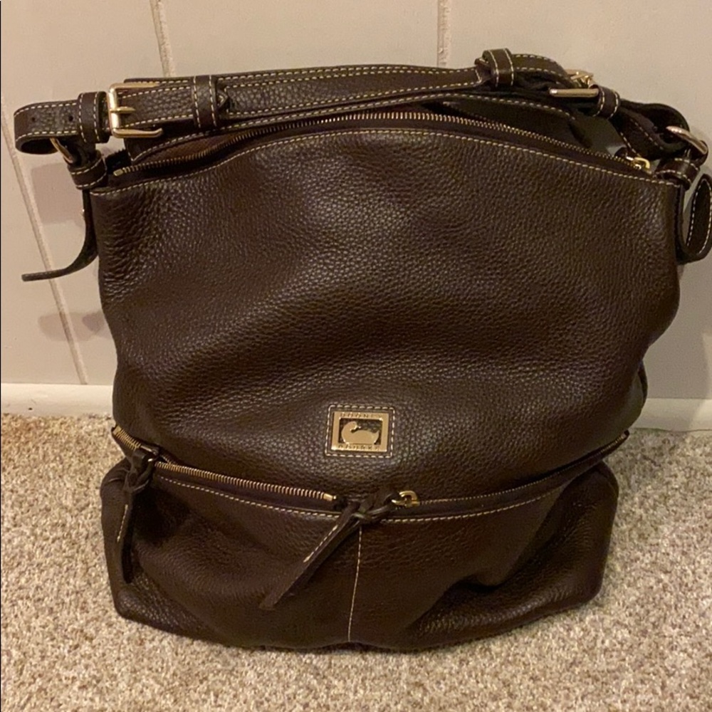 Brown leather hobo bag